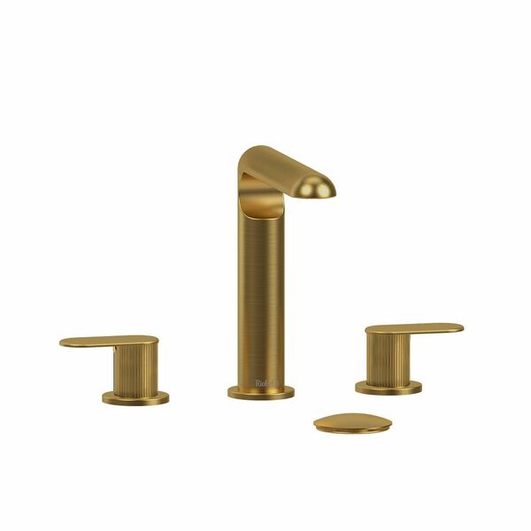 Riobel Ciclo 7 5/8" Widespread Modern Lavatory Faucet- Brushed Gold With Lined Lever Handles