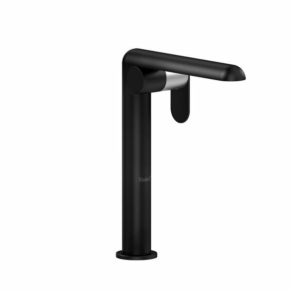 Riobel Ciclo 11 5/8" Single Handle Tall Modern Lavatory Vessel Faucet- Black And Brushed Chrome