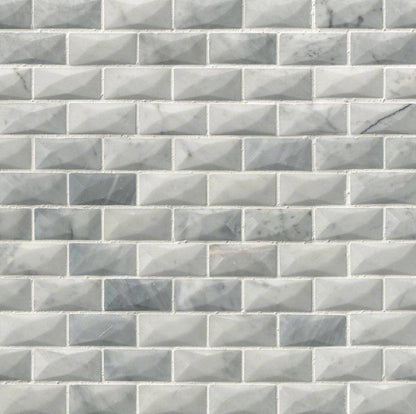 MSI Backsplash and Wall Tile Carrara White 12" x 12" 3D Polished Mosaic Tile