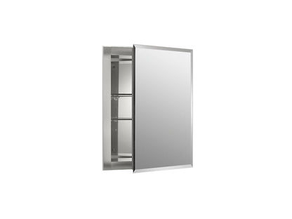Kohler 16" W x 20" H Aluminum Single Door Medicine Cabinet With Mirrored Door, Beveled Edges