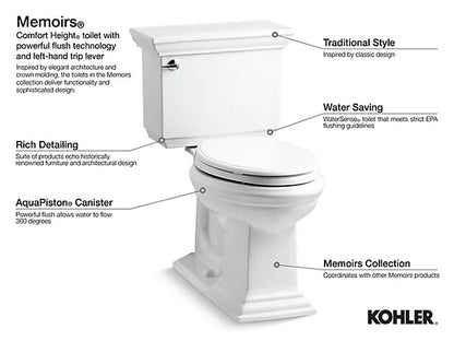 Kohler - Memoirs Classic Comfort Height Two-piece Elongated 1.6 gpf Chair Height Toilet