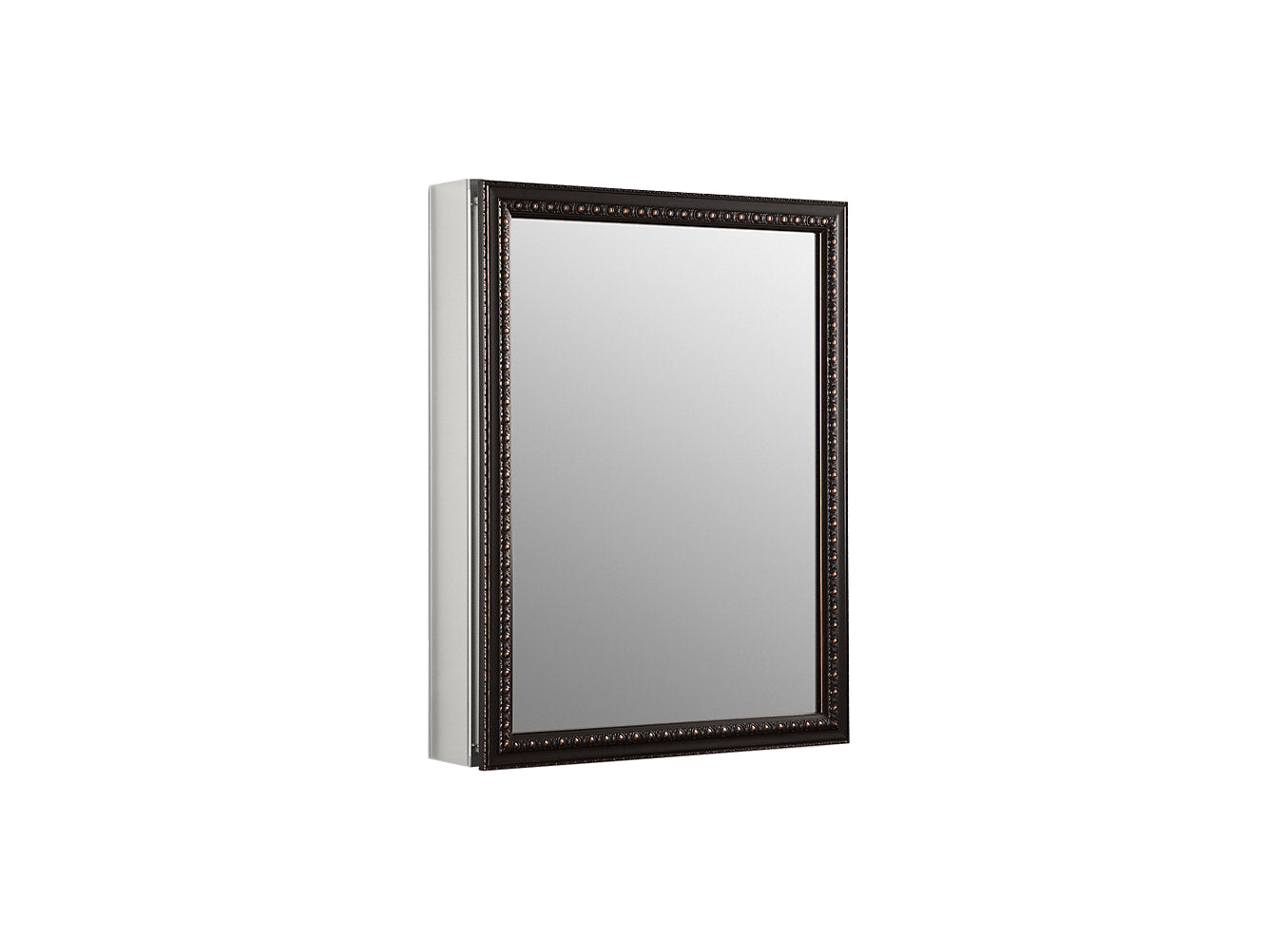 Kohler 20" W x 26" H Aluminum Single Door Medicine Cabinet With Oil Rubbed Bronze Framed Mirror Door