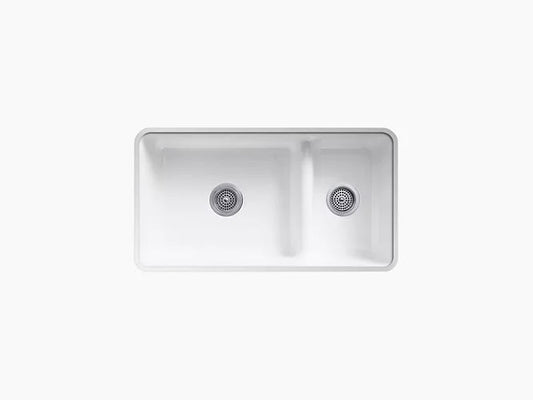 Kohler - Iron/Tones Smart Divide Top-mount/Undermount Large/Medium Kitchen Sink  33" X 18-3/4" X 9-5/8"