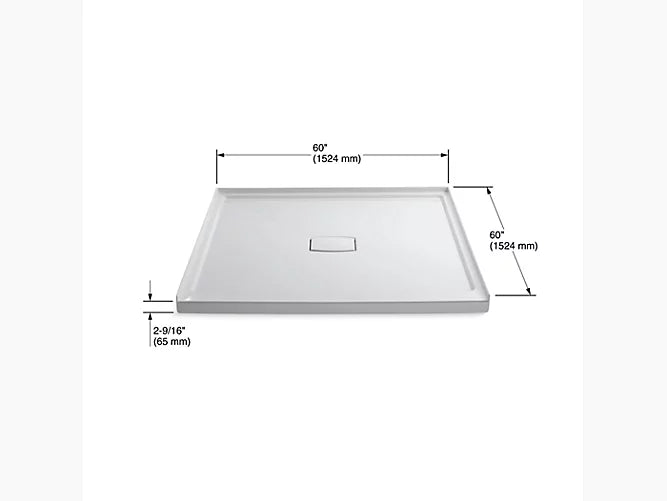 Kohler - Archer Single Threshold Center Drain Shower Base With Removable Cover 60" X 60"