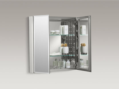 Kohler 25" W x 26" H Aluminum Two Door Medicine Cabinet With Mirrored Doors, Beveled Edges