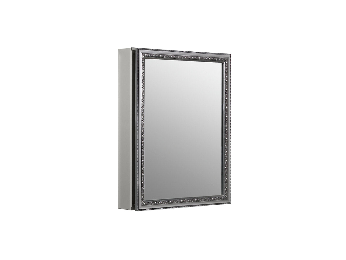 Kohler 20" W x 26" H Aluminum Single Door Medicine Cabinet With Decorative Silver Framed Mirrored Door