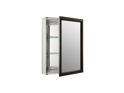 Kohler 20" W x 26" H Aluminum Single Door Medicine Cabinet With Oil Rubbed Bronze Framed Mirror Door