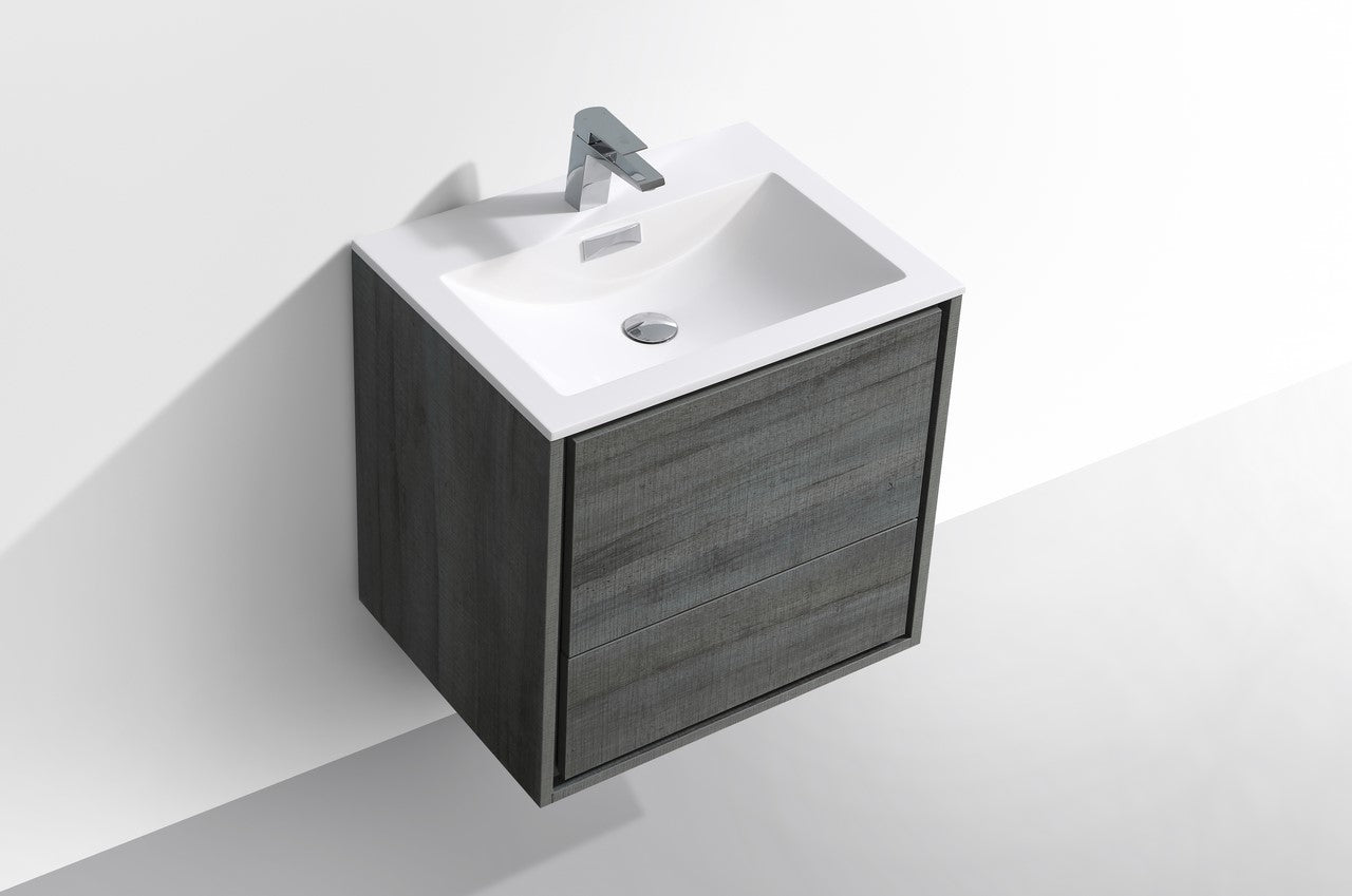 Kube Bath De Lusso 24" Wall Mount / Wall Hung Modern Bathroom Vanity With 2 Drawers Acrylic Countertop