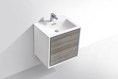 Kube Bath De Lusso 24" Wall Mount / Wall Hung Modern Bathroom Vanity With 2 Drawers Acrylic Countertop