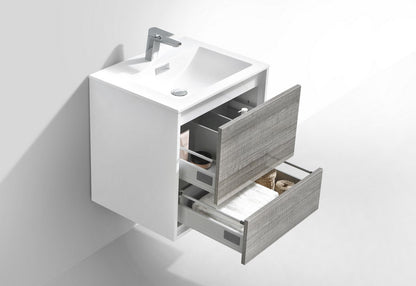 Kube Bath De Lusso 24" Wall Mount / Wall Hung Modern Bathroom Vanity With 2 Drawers Acrylic Countertop