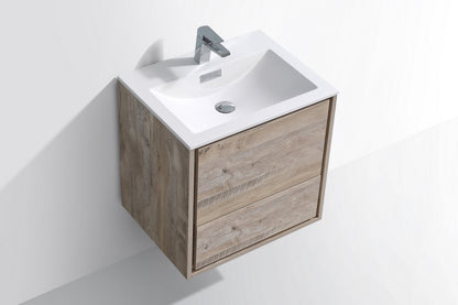 Kube Bath De Lusso 24" Wall Mount / Wall Hung Modern Bathroom Vanity With 2 Drawers Acrylic Countertop