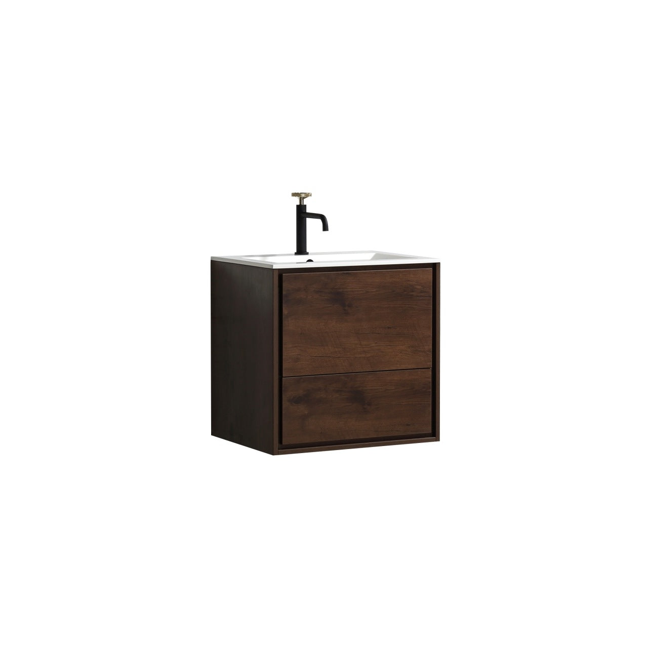 Kube Bath De Lusso 24" Wall Mount / Wall Hung Modern Bathroom Vanity With 2 Drawers Acrylic Countertop