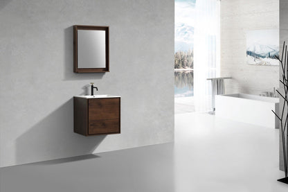 Kube Bath De Lusso 24" Wall Mount / Wall Hung Modern Bathroom Vanity With 2 Drawers Acrylic Countertop