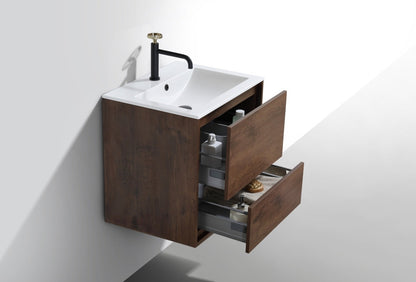 Kube Bath De Lusso 24" Wall Mount / Wall Hung Modern Bathroom Vanity With 2 Drawers Acrylic Countertop