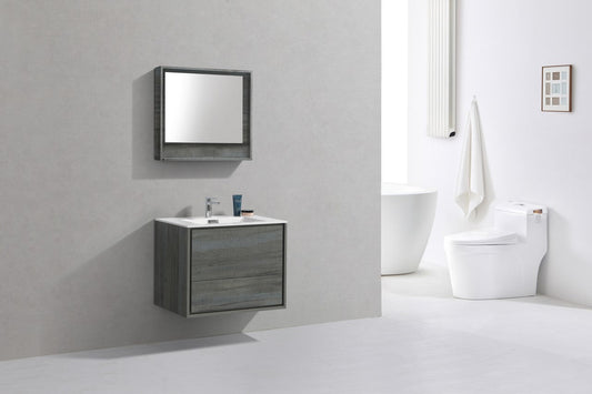 Kube Bath De Lusso 30" Wall Mount / Wall Hung Modern Bathroom Vanity With 2 Drawers Acrylic Countertop