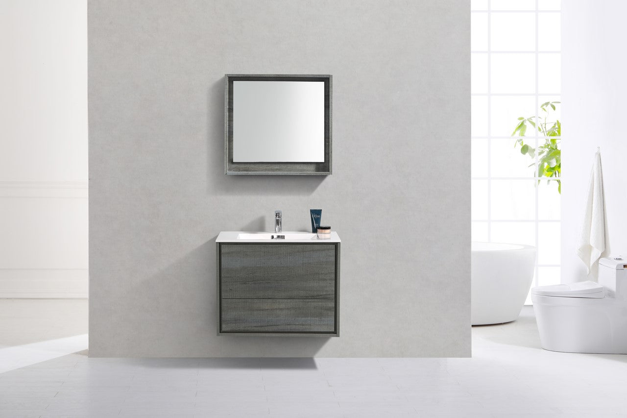 Kube Bath De Lusso 30" Wall Mount / Wall Hung Modern Bathroom Vanity With 2 Drawers Acrylic Countertop