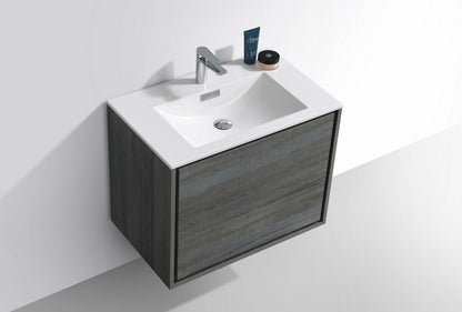 Kube Bath De Lusso 30" Wall Mount / Wall Hung Modern Bathroom Vanity With 2 Drawers Acrylic Countertop