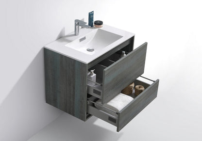 Kube Bath De Lusso 30" Wall Mount / Wall Hung Modern Bathroom Vanity With 2 Drawers Acrylic Countertop