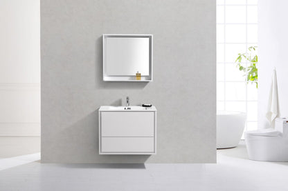 Kube Bath De Lusso 30" Wall Mount / Wall Hung Modern Bathroom Vanity With 2 Drawers Acrylic Countertop