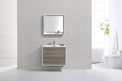 Kube Bath De Lusso 30" Wall Mount / Wall Hung Modern Bathroom Vanity With 2 Drawers Acrylic Countertop