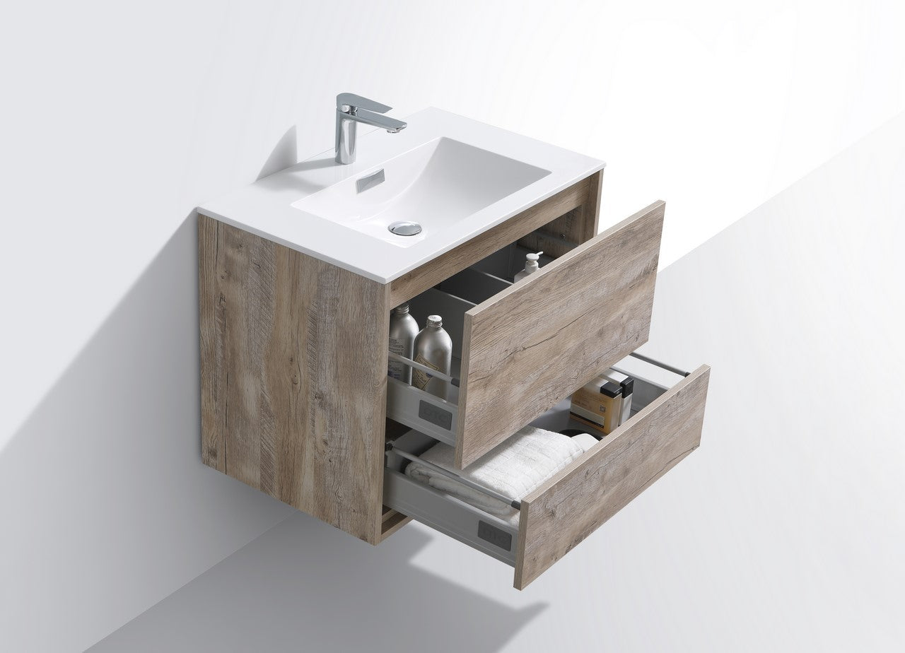 Kube Bath De Lusso 30" Wall Mount / Wall Hung Modern Bathroom Vanity With 2 Drawers Acrylic Countertop