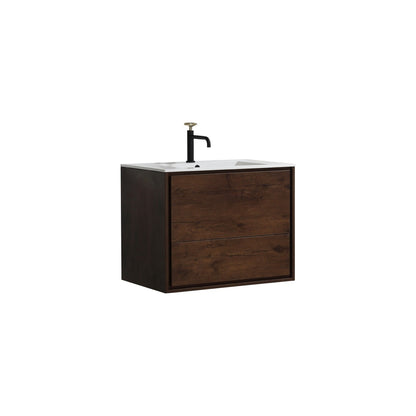 Kube Bath De Lusso 30" Wall Mount / Wall Hung Modern Bathroom Vanity With 2 Drawers Acrylic Countertop