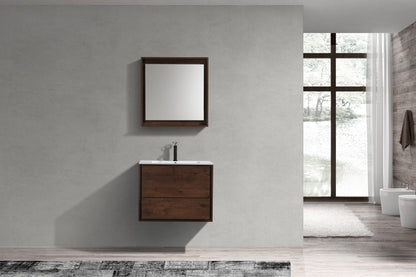 Kube Bath De Lusso 30" Wall Mount / Wall Hung Modern Bathroom Vanity With 2 Drawers Acrylic Countertop