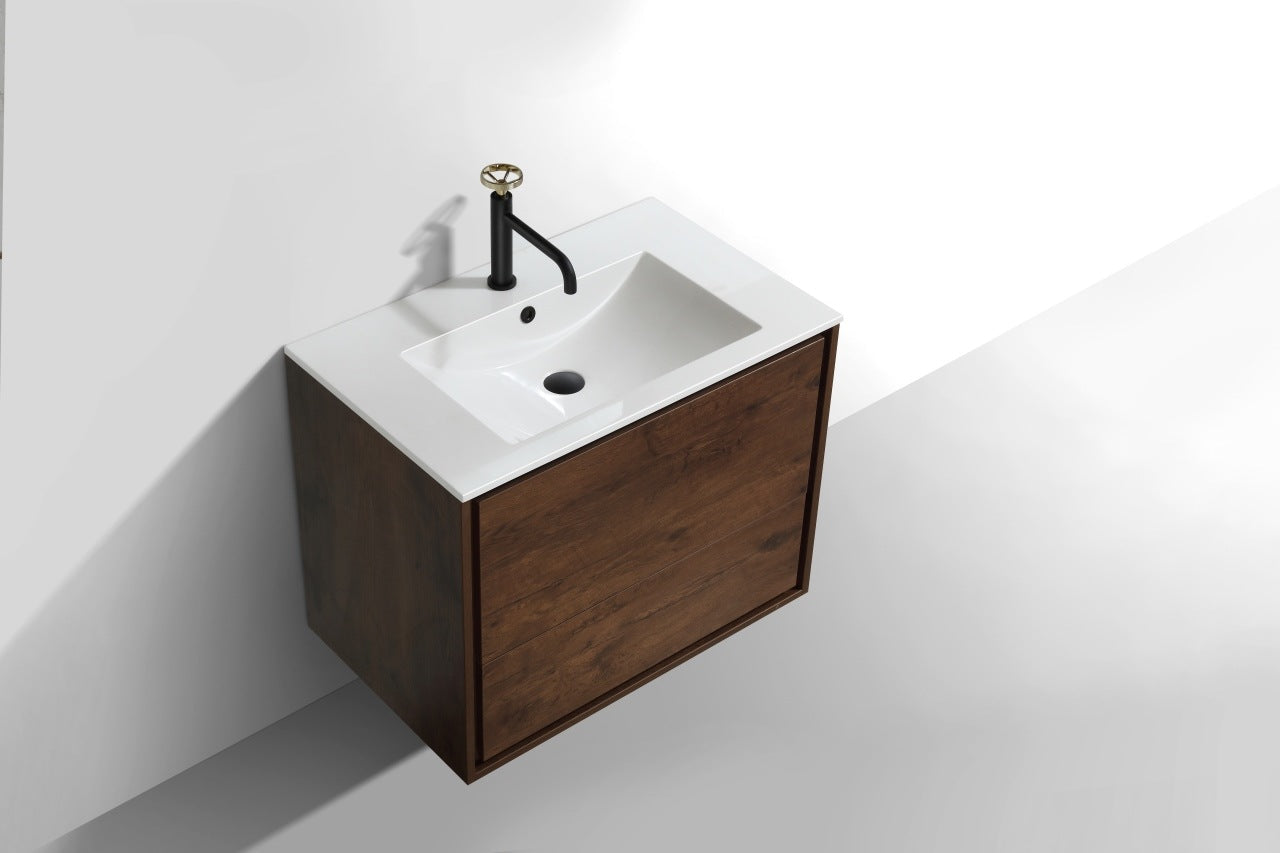 Kube Bath De Lusso 30" Wall Mount / Wall Hung Modern Bathroom Vanity With 2 Drawers Acrylic Countertop