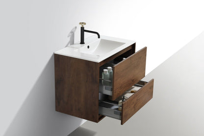 Kube Bath De Lusso 30" Wall Mount / Wall Hung Modern Bathroom Vanity With 2 Drawers Acrylic Countertop