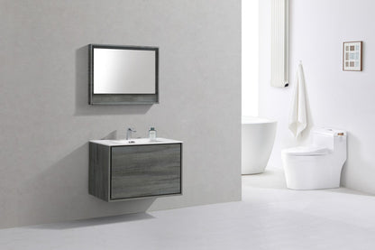 Kube Bath De Lusso 36" Wall Mount / Wall Hung Modern Bathroom Vanity With 2 Drawers Acrylic Countertop