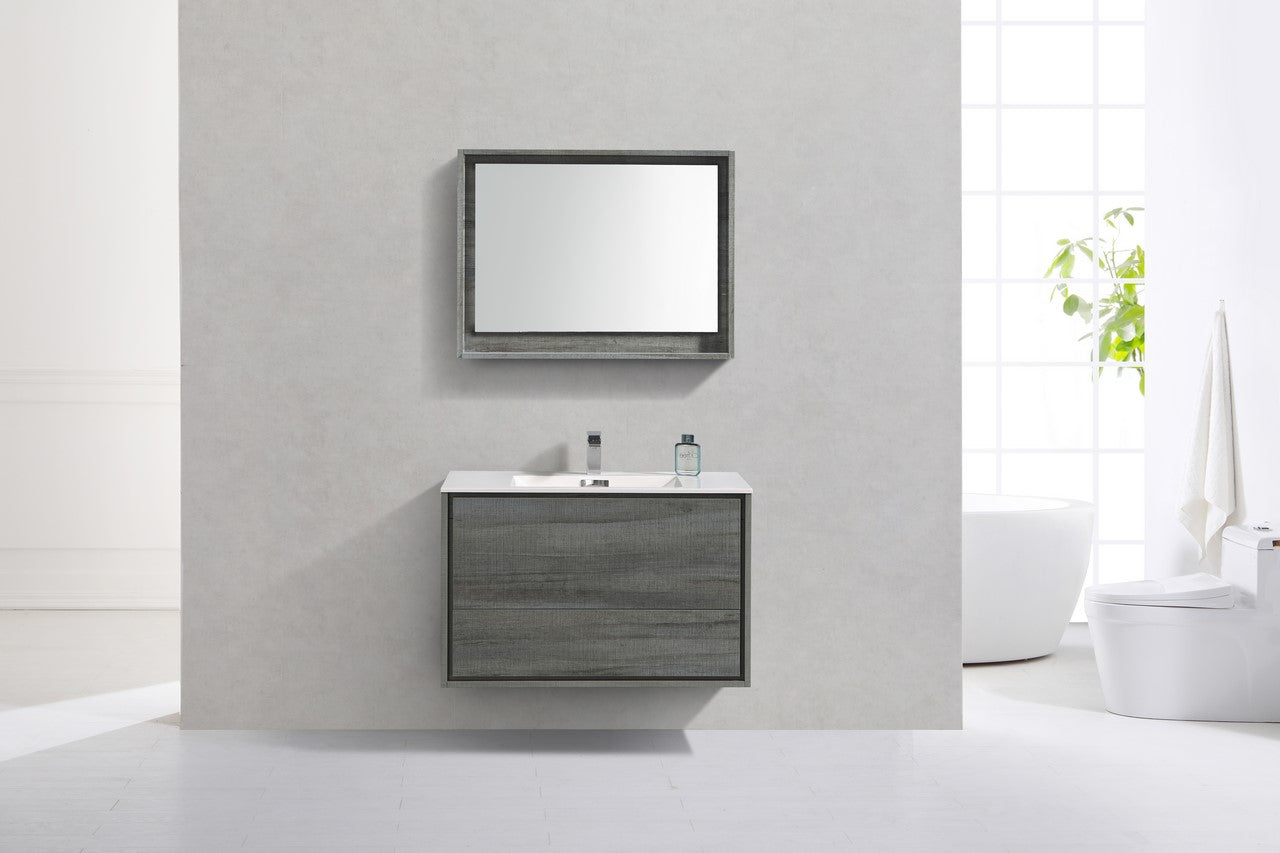 Kube Bath De Lusso 36" Wall Mount / Wall Hung Modern Bathroom Vanity With 2 Drawers Acrylic Countertop