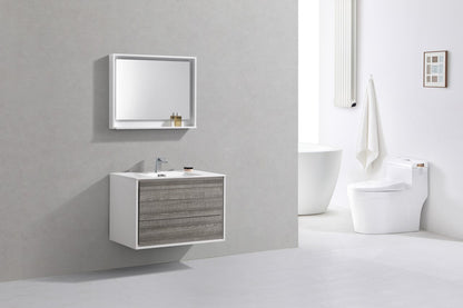 Kube Bath De Lusso 36" Wall Mount / Wall Hung Modern Bathroom Vanity With 2 Drawers Acrylic Countertop