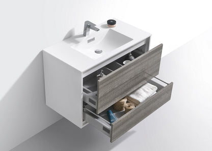 Kube Bath De Lusso 36" Wall Mount / Wall Hung Modern Bathroom Vanity With 2 Drawers Acrylic Countertop