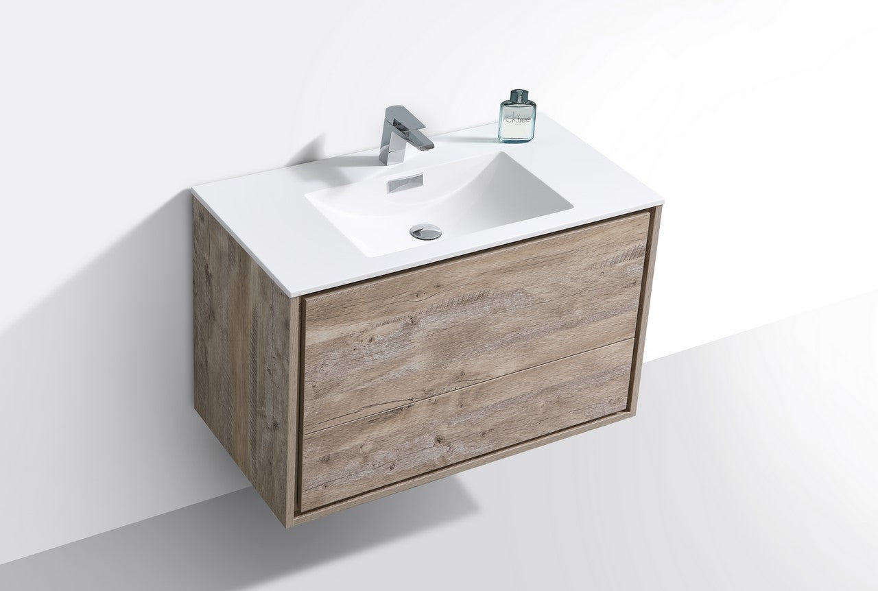 Kube Bath De Lusso 36" Wall Mount / Wall Hung Modern Bathroom Vanity With 2 Drawers Acrylic Countertop