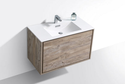 Kube Bath De Lusso 36" Wall Mount / Wall Hung Modern Bathroom Vanity With 2 Drawers Acrylic Countertop