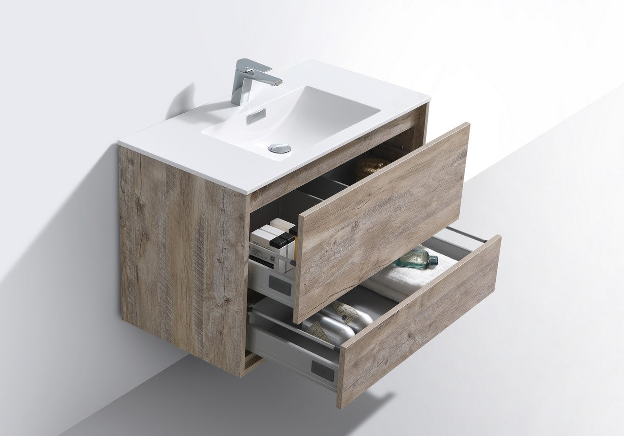 Kube Bath De Lusso 36" Wall Mount / Wall Hung Modern Bathroom Vanity With 2 Drawers Acrylic Countertop