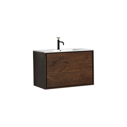 Kube Bath De Lusso 36" Wall Mount / Wall Hung Modern Bathroom Vanity With 2 Drawers Acrylic Countertop