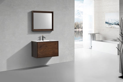 Kube Bath De Lusso 36" Wall Mount / Wall Hung Modern Bathroom Vanity With 2 Drawers Acrylic Countertop