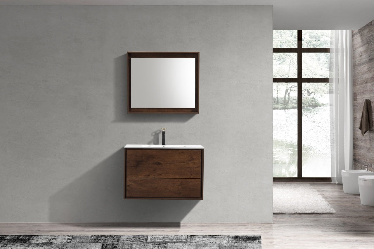 Kube Bath De Lusso 36" Wall Mount / Wall Hung Modern Bathroom Vanity With 2 Drawers Acrylic Countertop