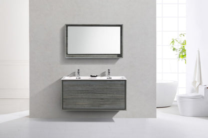 Kube Bath De Lusso 48" Wall Mount / Wall Hung Modern Double Sink Bathroom Vanity With 2 Drawers Acrylic Countertop