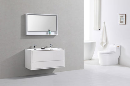 Kube Bath De Lusso 48" Wall Mount / Wall Hung Modern Double Sink Bathroom Vanity With 2 Drawers Acrylic Countertop