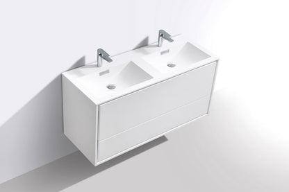 Kube Bath De Lusso 48" Wall Mount / Wall Hung Modern Double Sink Bathroom Vanity With 2 Drawers Acrylic Countertop