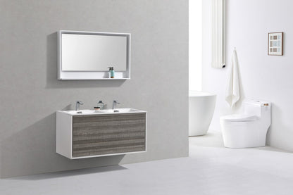 Kube Bath De Lusso 48" Wall Mount / Wall Hung Modern Double Sink Bathroom Vanity With 2 Drawers Acrylic Countertop