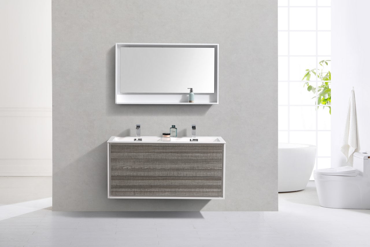 Kube Bath De Lusso 48" Wall Mount / Wall Hung Modern Double Sink Bathroom Vanity With 2 Drawers Acrylic Countertop