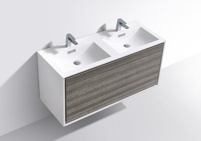 Kube Bath De Lusso 48" Wall Mount / Wall Hung Modern Double Sink Bathroom Vanity With 2 Drawers Acrylic Countertop