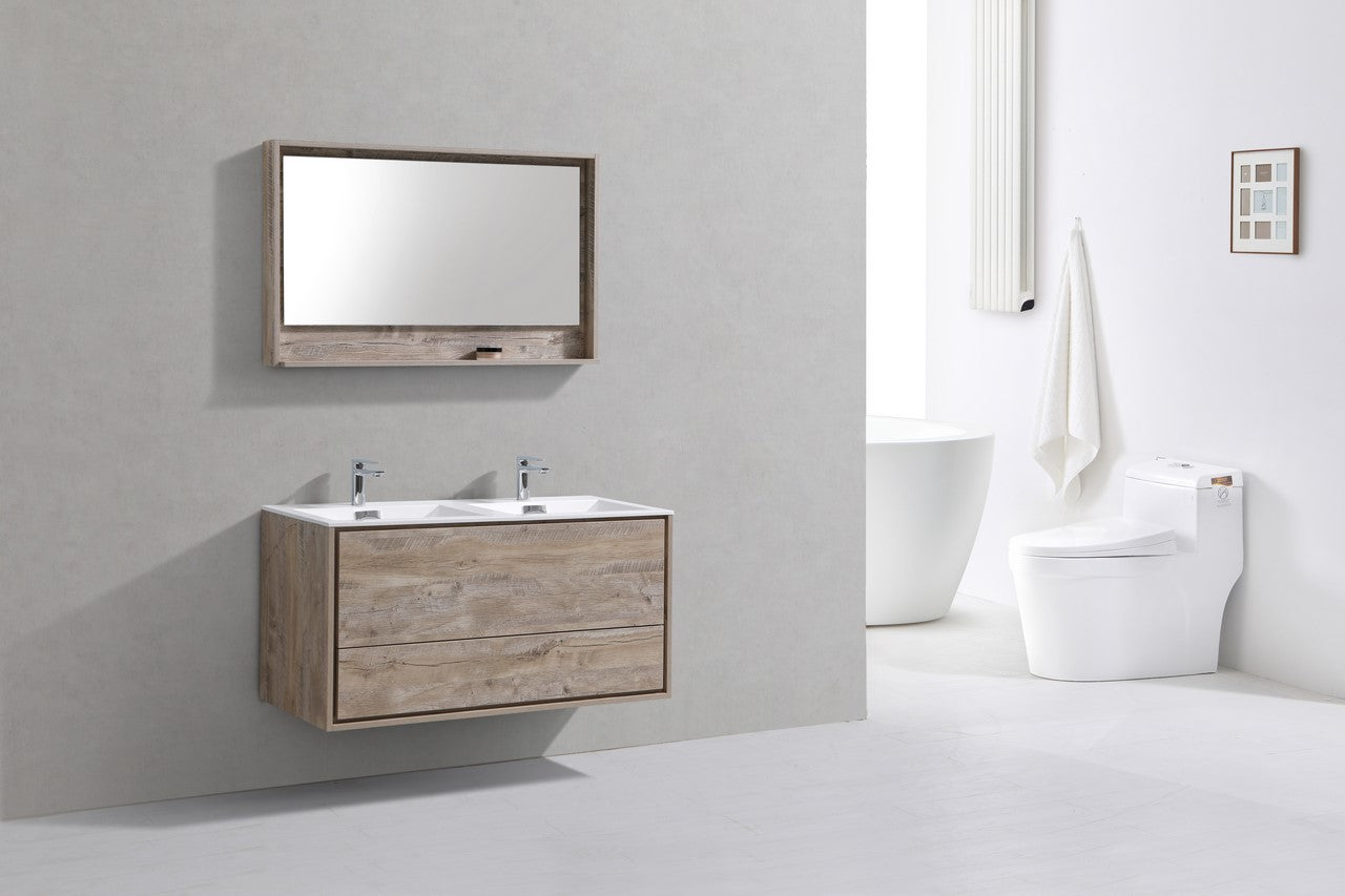 Kube Bath De Lusso 48" Wall Mount / Wall Hung Modern Double Sink Bathroom Vanity With 2 Drawers Acrylic Countertop