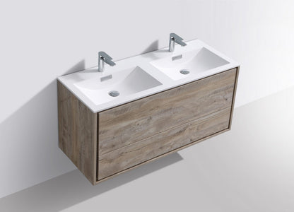 Kube Bath De Lusso 48" Wall Mount / Wall Hung Modern Double Sink Bathroom Vanity With 2 Drawers Acrylic Countertop