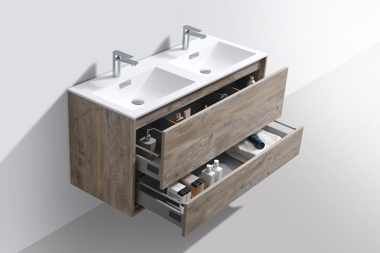 Kube Bath De Lusso 48" Wall Mount / Wall Hung Modern Double Sink Bathroom Vanity With 2 Drawers Acrylic Countertop