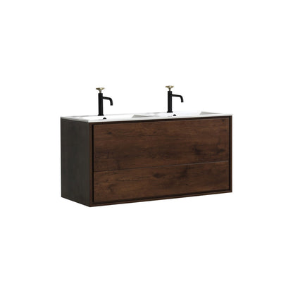 Kube Bath De Lusso 48" Wall Mount / Wall Hung Modern Double Sink Bathroom Vanity With 2 Drawers Acrylic Countertop