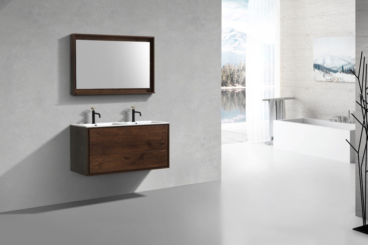 Kube Bath De Lusso 48" Wall Mount / Wall Hung Modern Double Sink Bathroom Vanity With 2 Drawers Acrylic Countertop